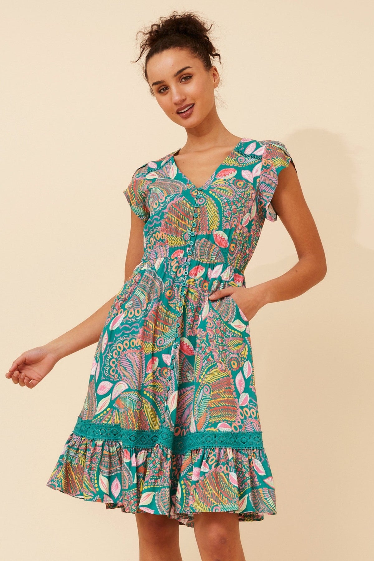 MOROCCO ABSTRACT PRINT DRESS (Hot Pink)