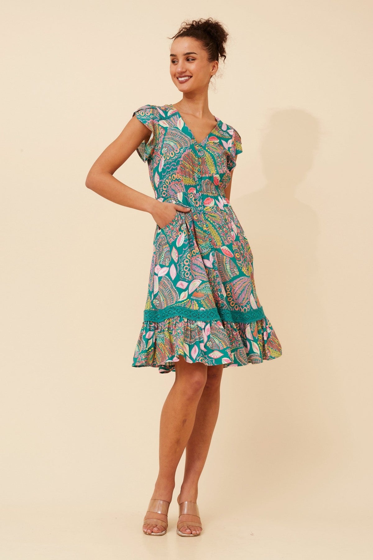 MOROCCO ABSTRACT PRINT DRESS (Hot Pink)
