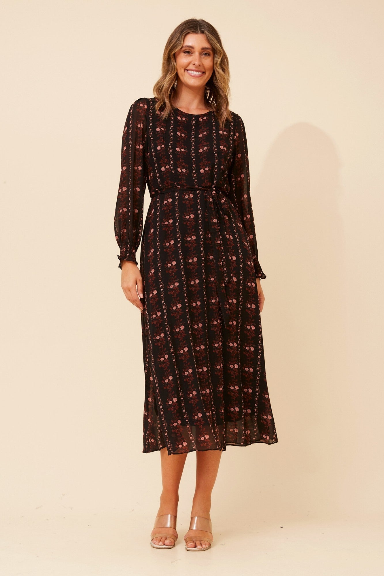 PRISCILLA DITSY PRINT MAXI DRESS (Multi Black)
