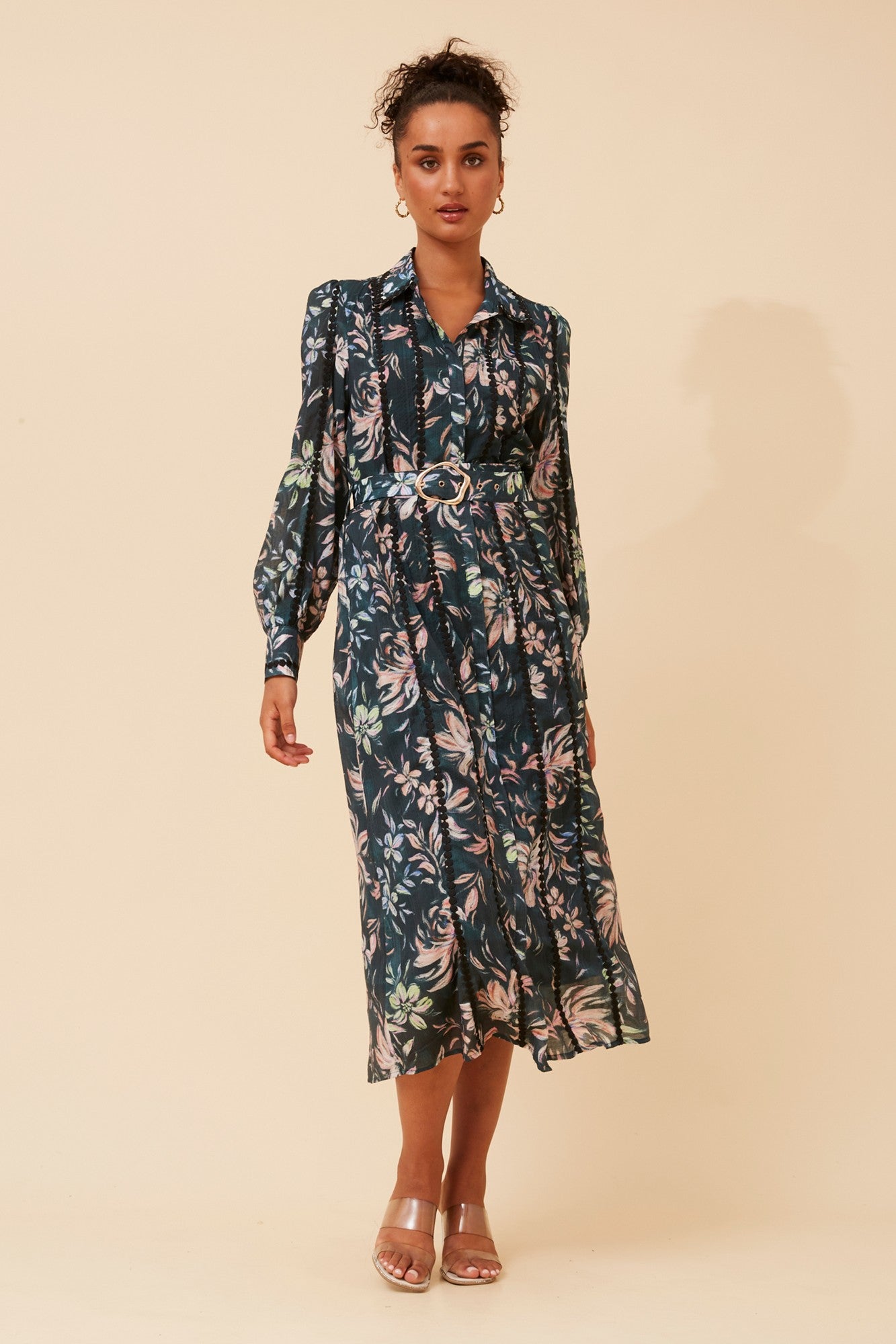 AGATHA FLORAL SHIRT DRESS (Emerald)