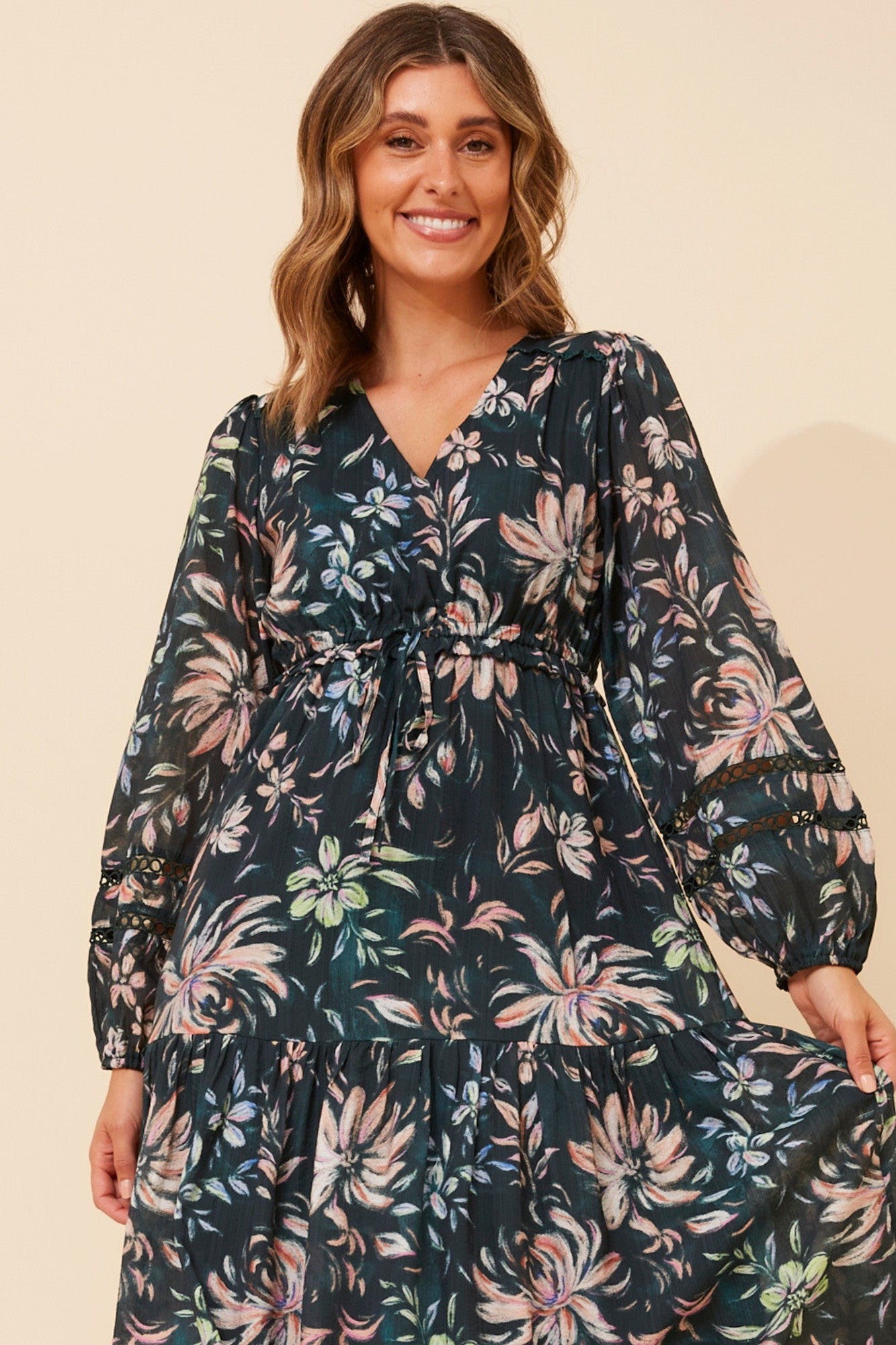 CRYSTELLE FLORAL MAXI DRESS (Emerald)