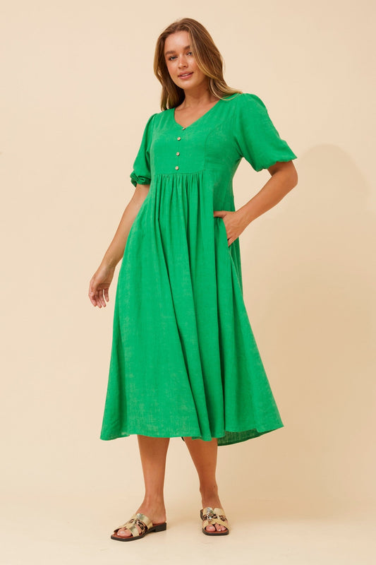 ORAZIA LINEN BLEND DRESS (Jade)