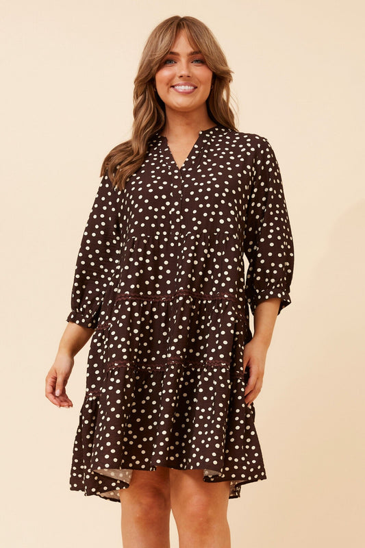 ROWINA POLKA DOT DRESS (Chocolate)