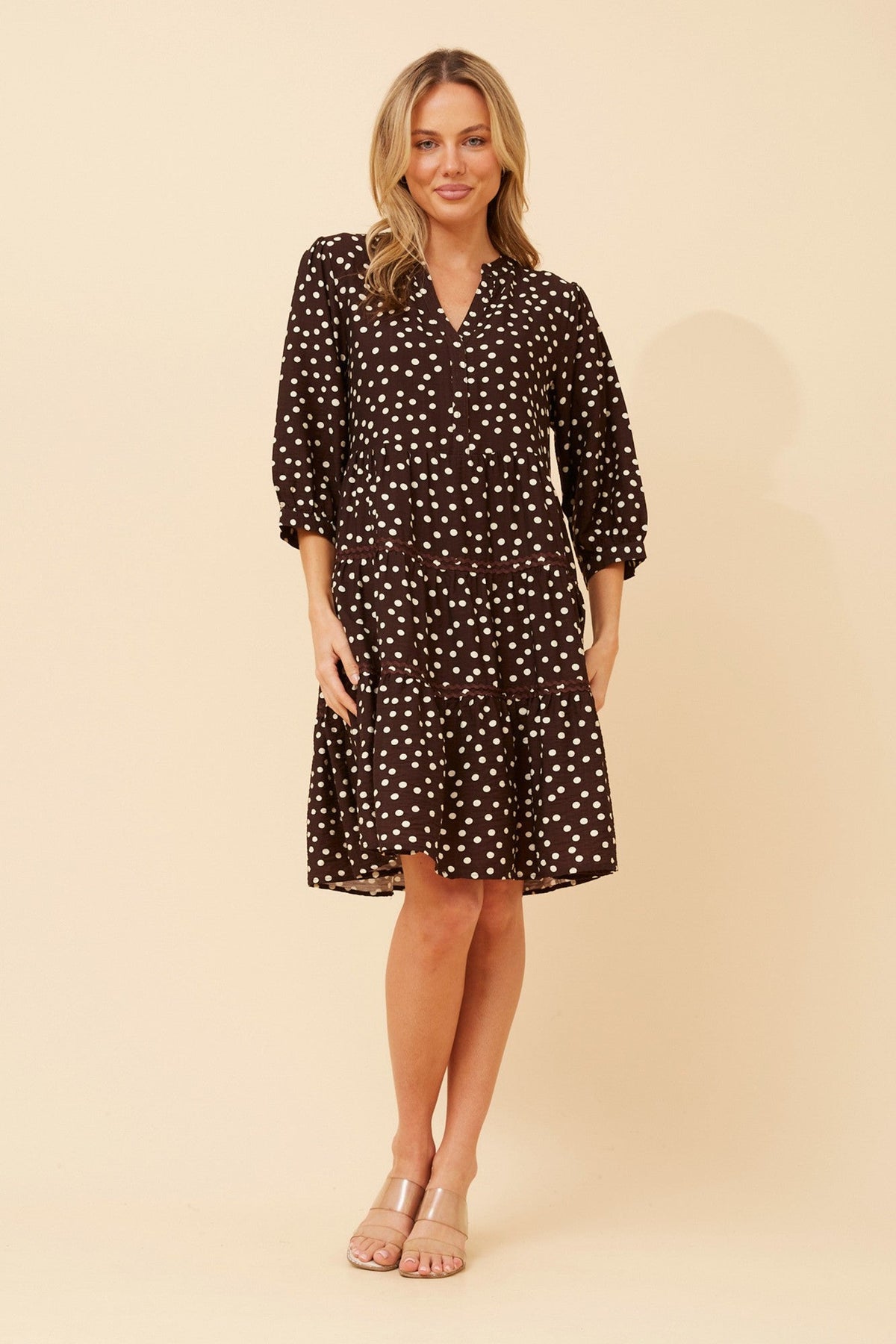ROWINA POLKA DOT DRESS (Chocolate)