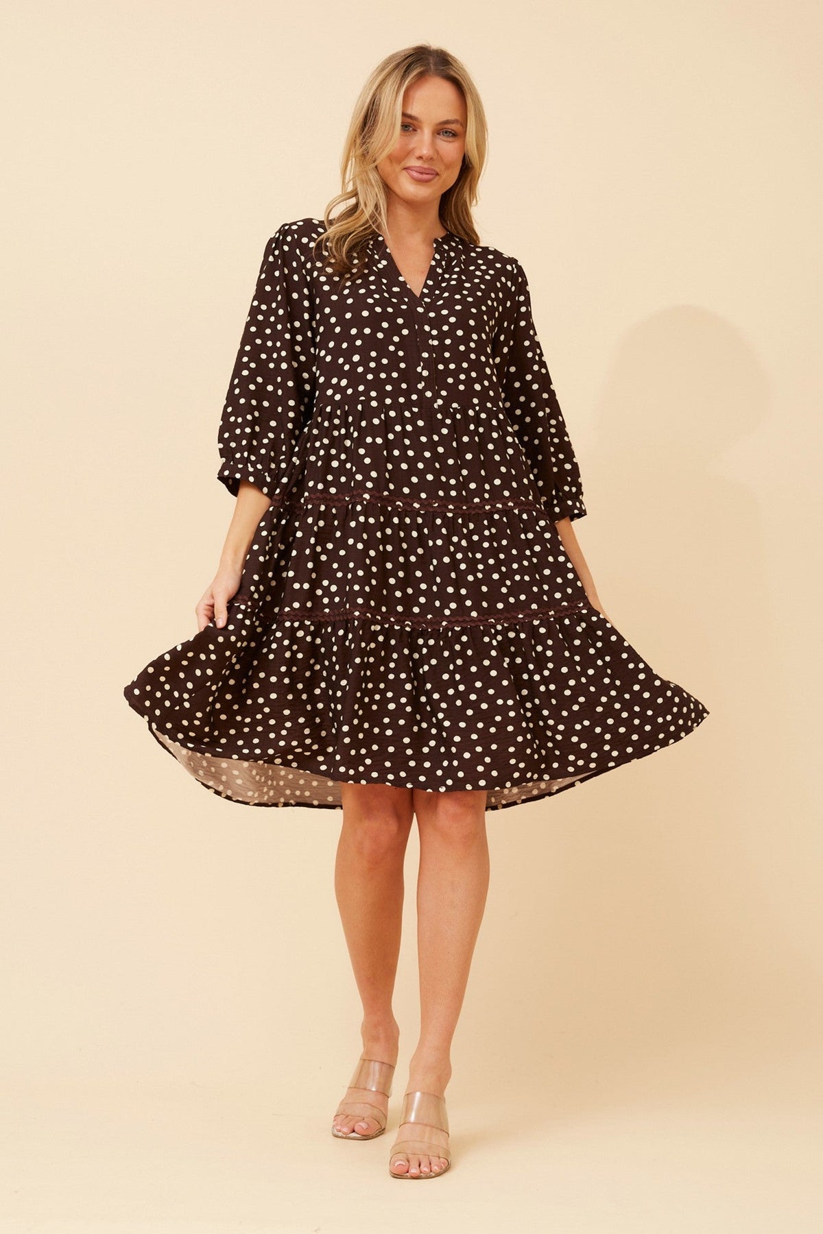 ROWINA POLKA DOT DRESS (Chocolate)
