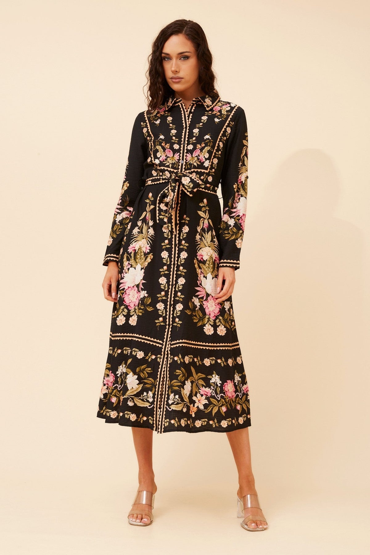 MARGO BORDER PRINT MAXI DRESS (Black)