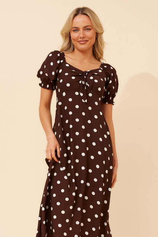 FAITH POLKA DOT PRINT DRESS (Chocolate)