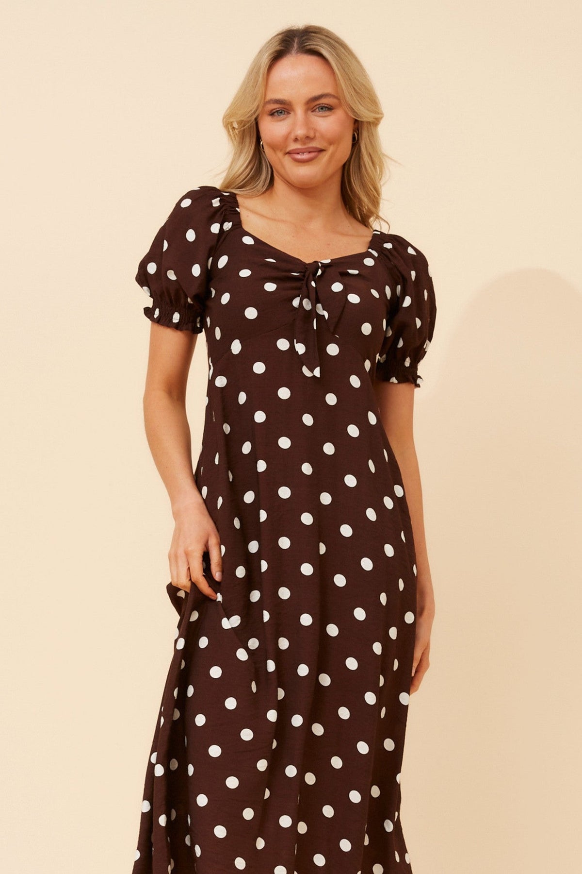 FAITH POLKA DOT PRINT DRESS (Chocolate)