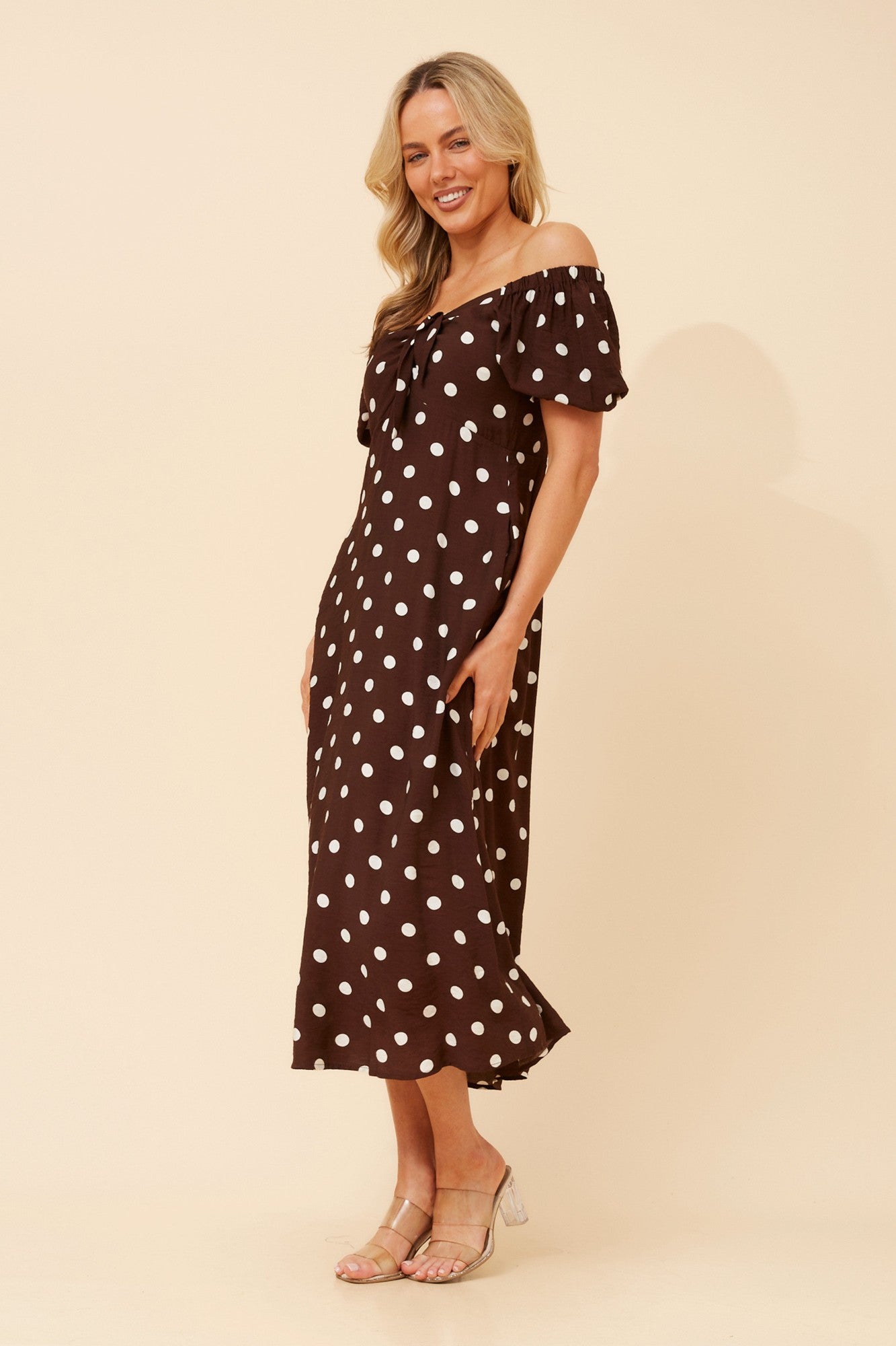 FAITH POLKA DOT PRINT DRESS (Chocolate)