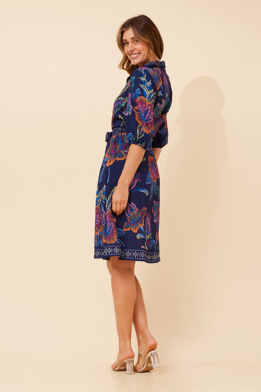 VARGO FLORAL SHIRT DRESS (White)