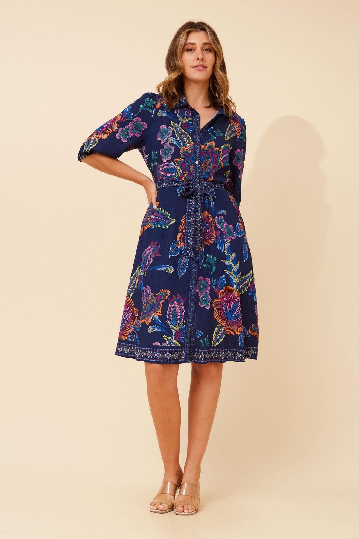VARGO FLORAL SHIRT DRESS (White)