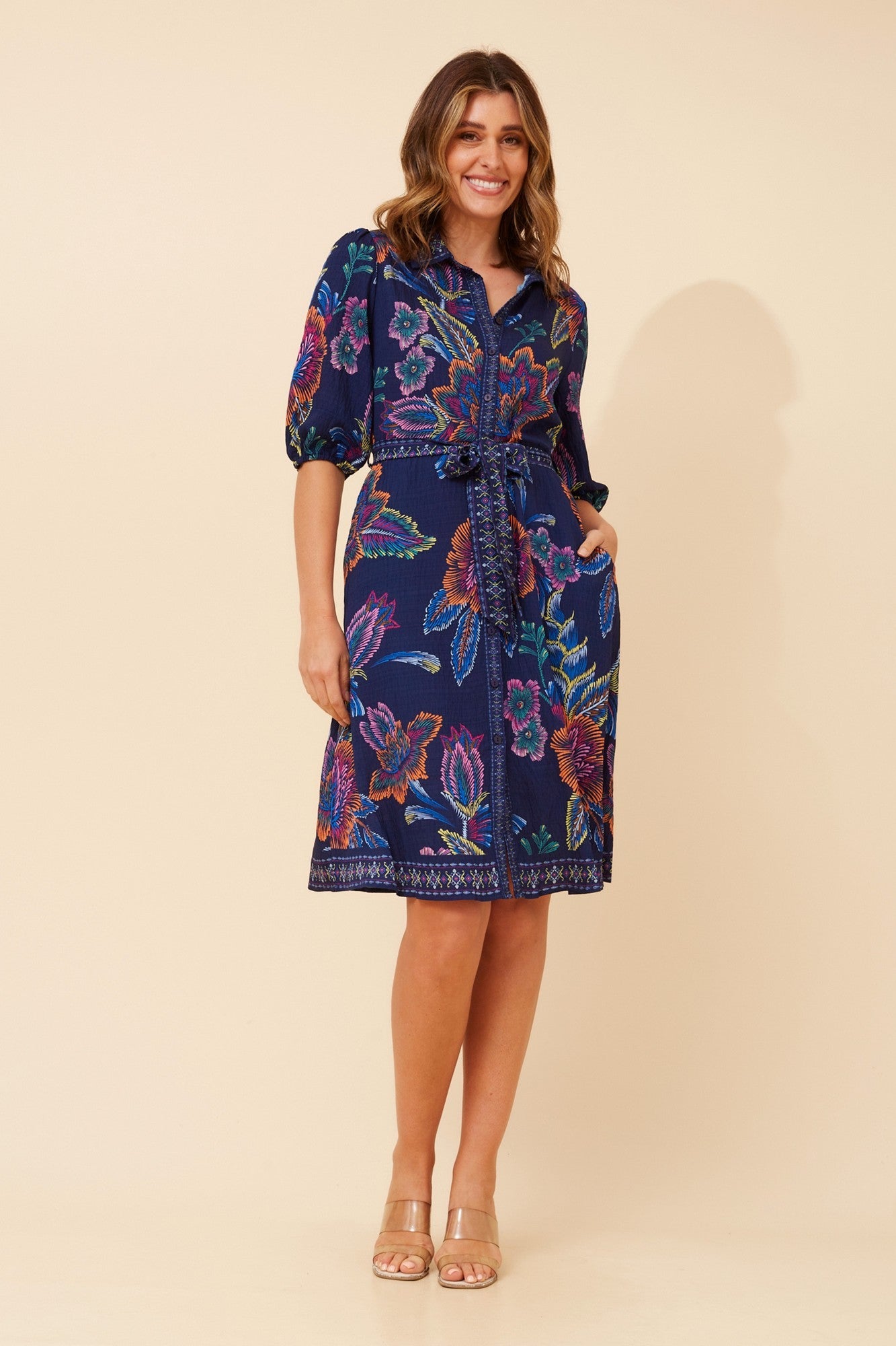 VARGO FLORAL SHIRT DRESS (White)