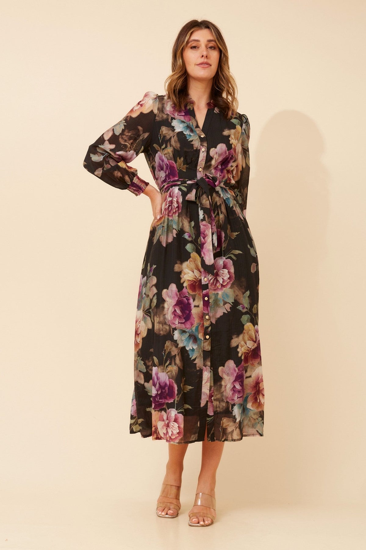 YUKTI FLORAL MAXI DRESS (Multi Black)