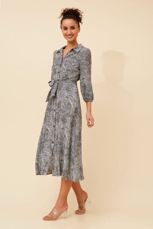 Image of Dresses. Product name - MURPHY ANIMAL PRINT MAXI DRESS in Black And White colour by brand - Caroline Morgan Australia