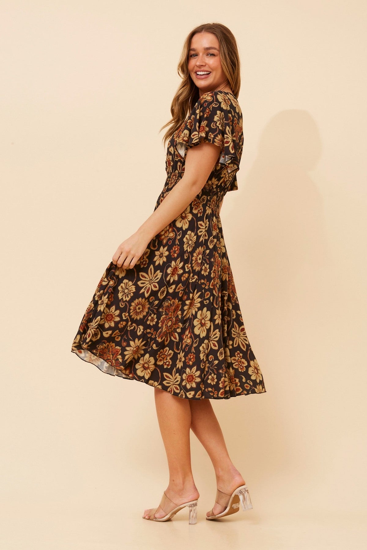 SANDY FLORAL DRESS (Black)