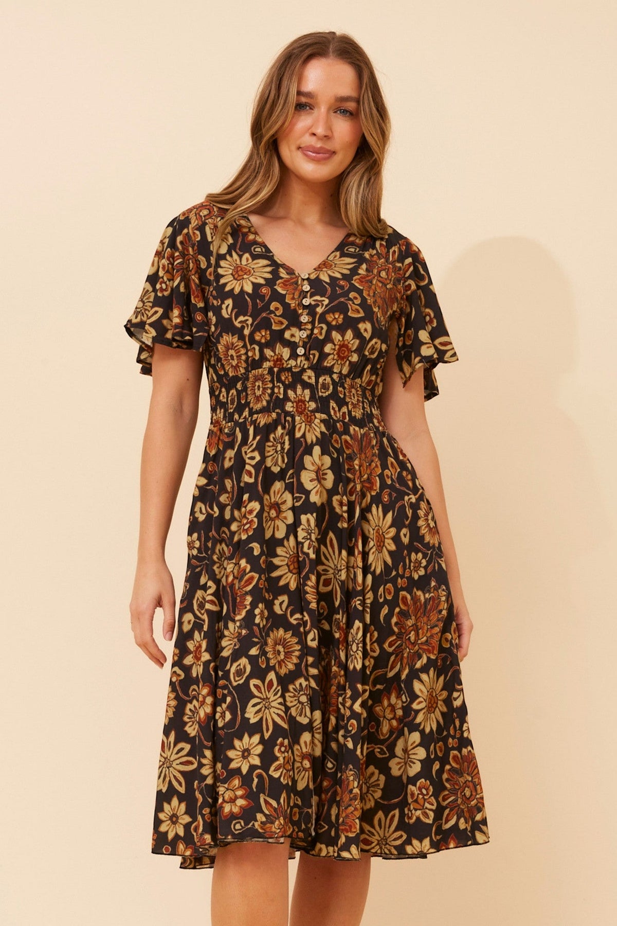 SANDY FLORAL DRESS (Black)