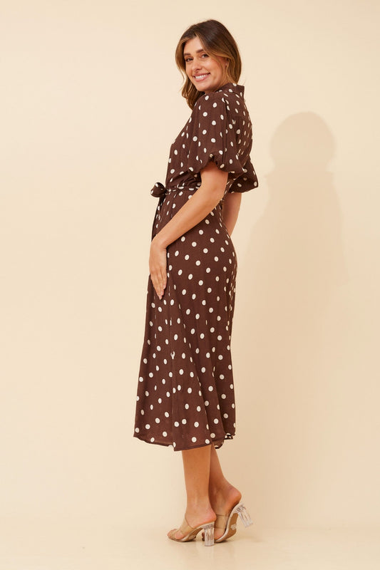 ESSIE POLKA DOT MAXI DRESS (Chocolate)