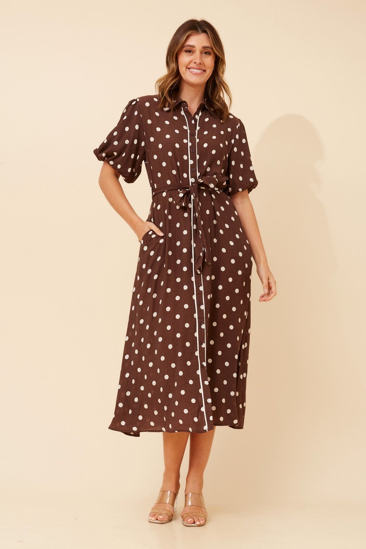 ESSIE POLKA DOT MAXI DRESS (Chocolate)