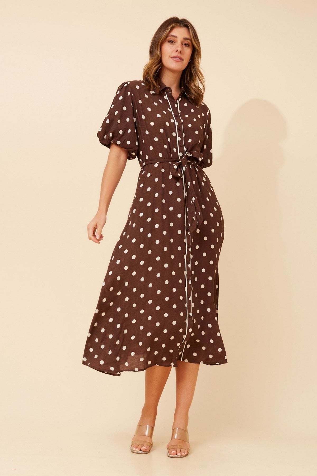ESSIE POLKA DOT MAXI DRESS (Chocolate)