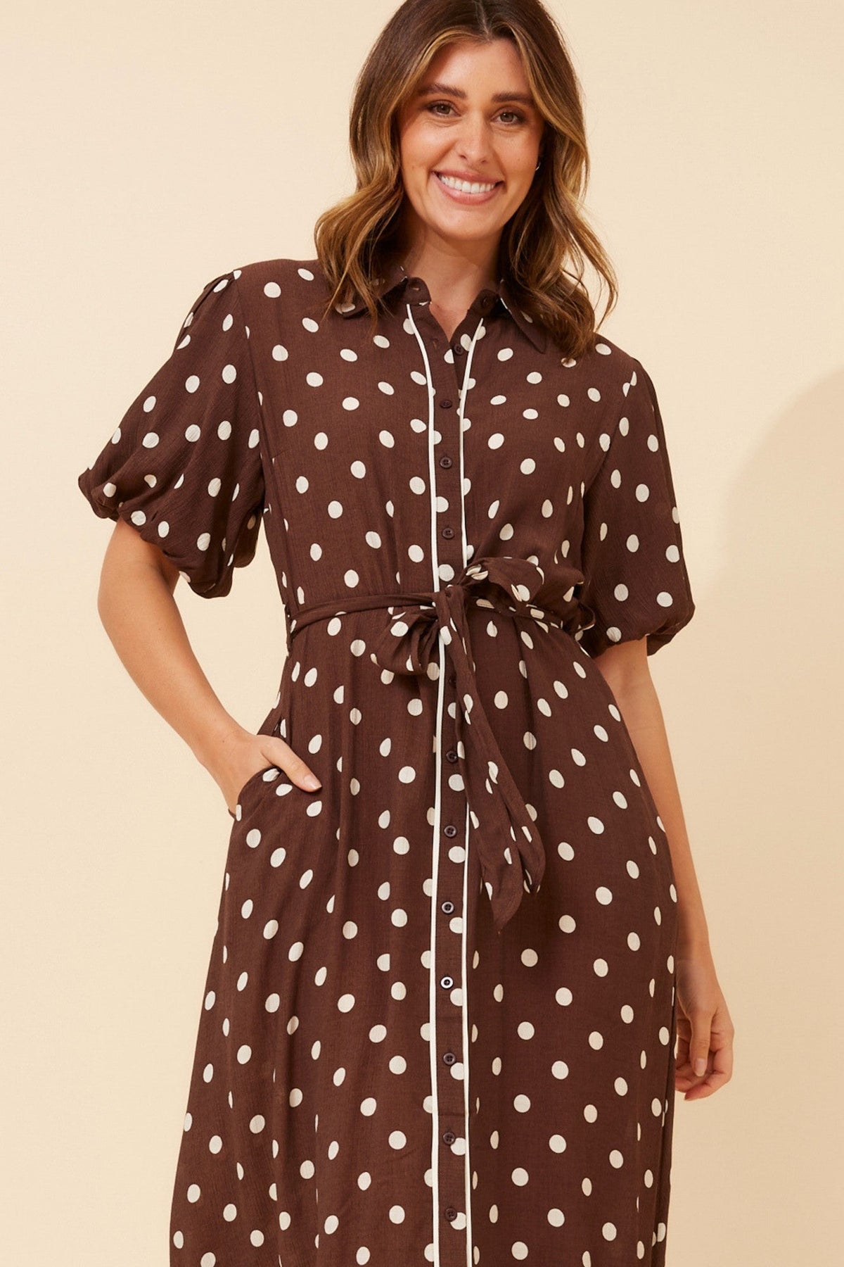 ESSIE POLKA DOT MAXI DRESS (Chocolate)
