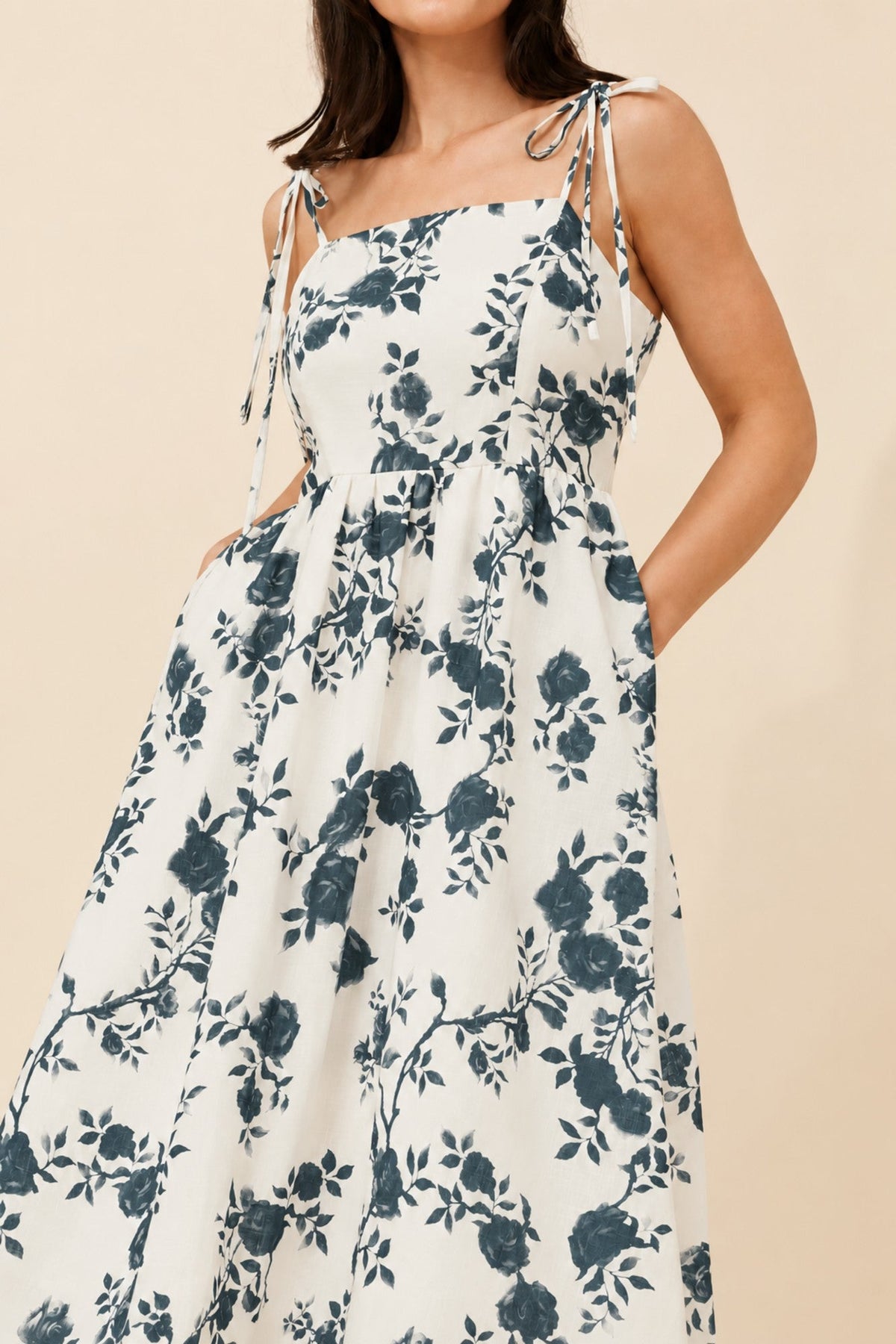 ODELE FLORAL MIDI DRESS (Multi White)