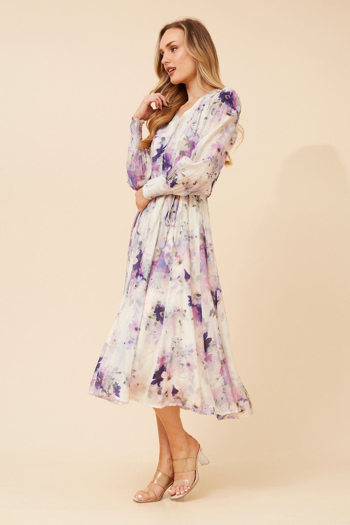 Caroline Morgan Australia JANAE FLORAL MIDI DRESS (Lavender)