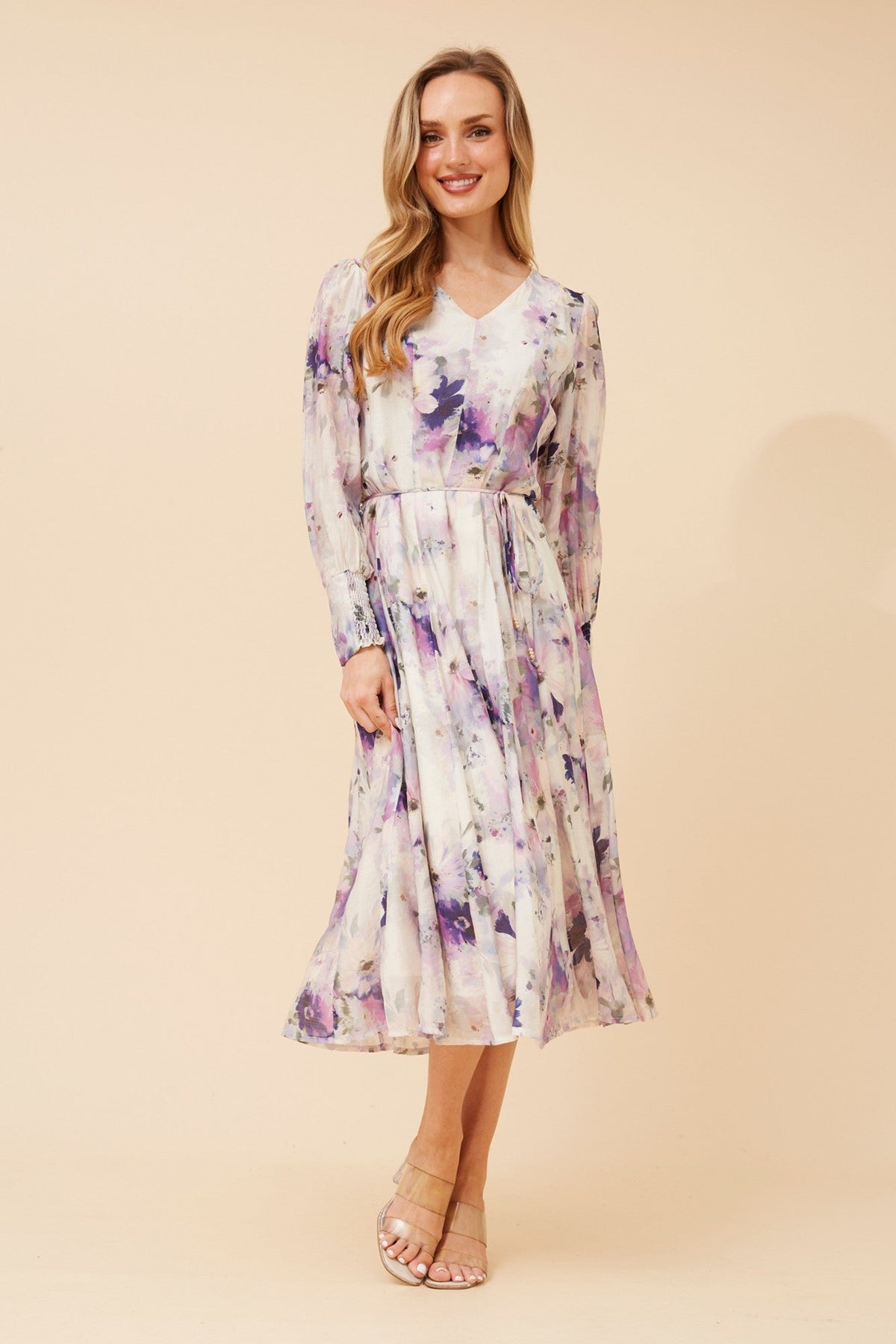 Caroline Morgan Australia JANAE FLORAL MIDI DRESS (Lavender)