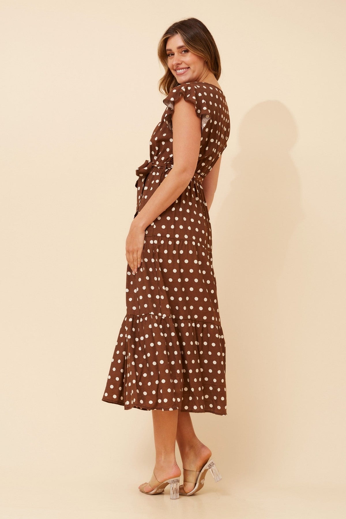KILANI POLKA DOT PRINT DRESS (Multi Chocolate)