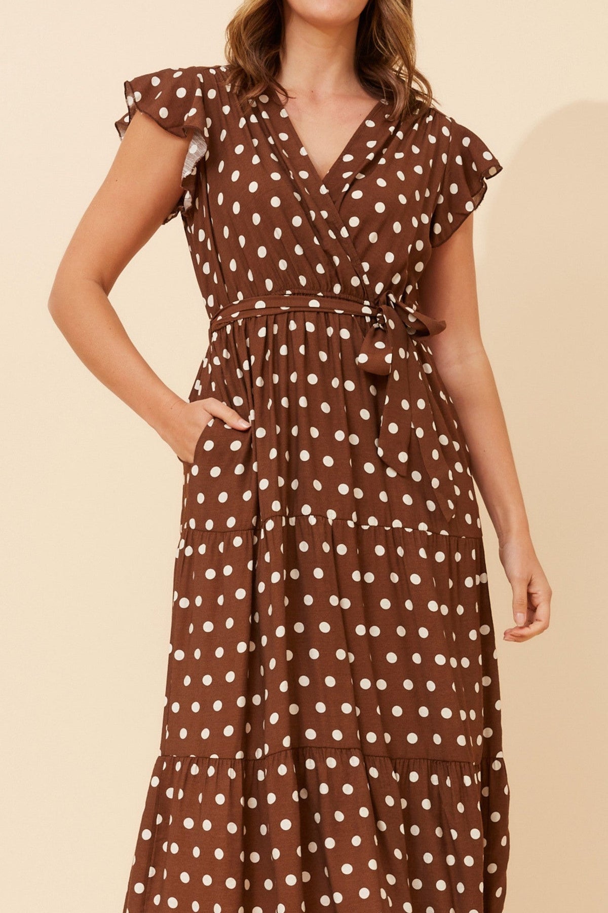 KILANI POLKA DOT PRINT DRESS (Multi Chocolate)