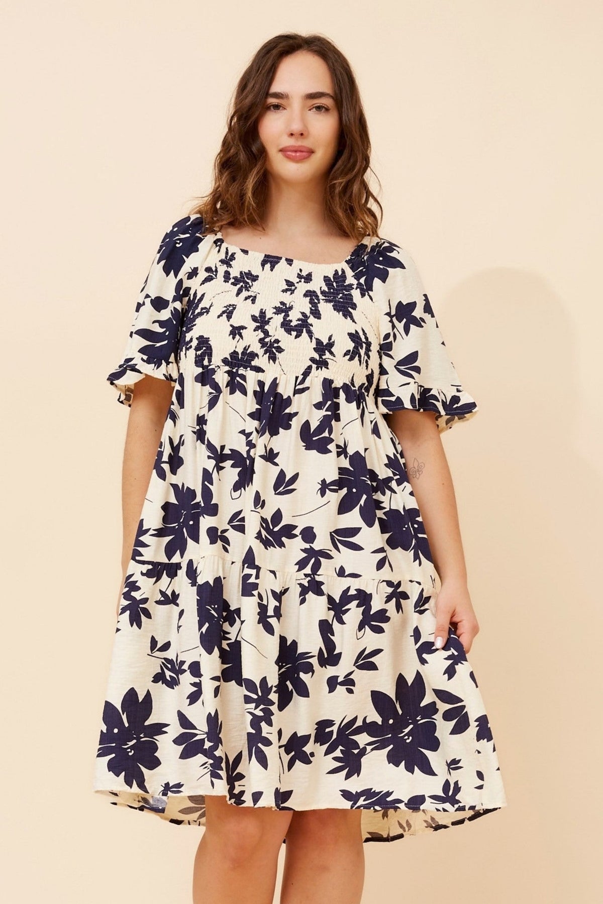YSRA FLORAL SHORT DRESS (Navy)