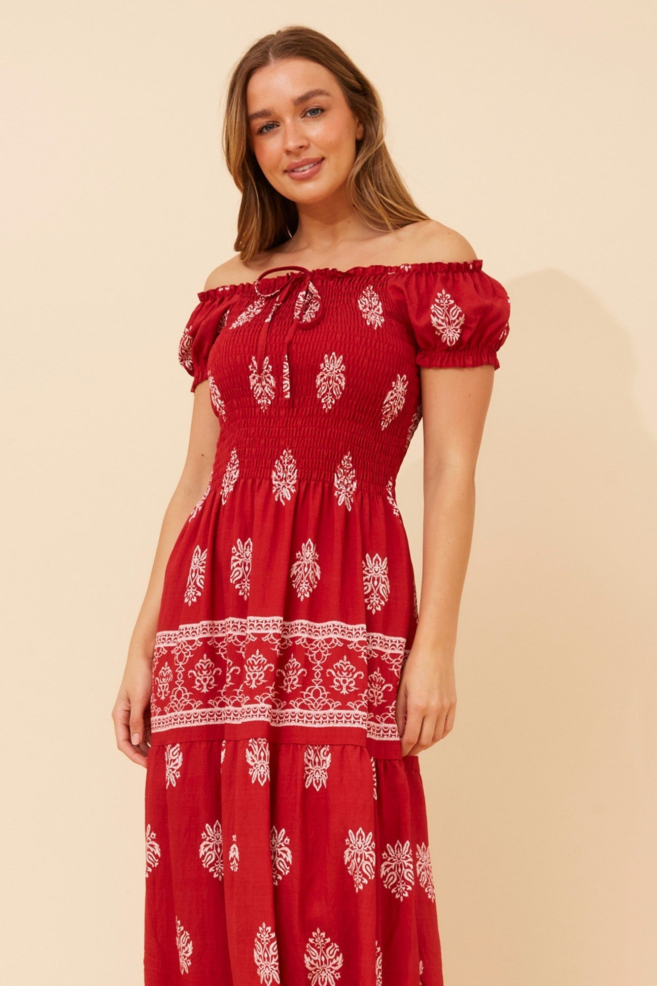 HELINA BORDER PRINT MAXI DRESS (Multi Black)