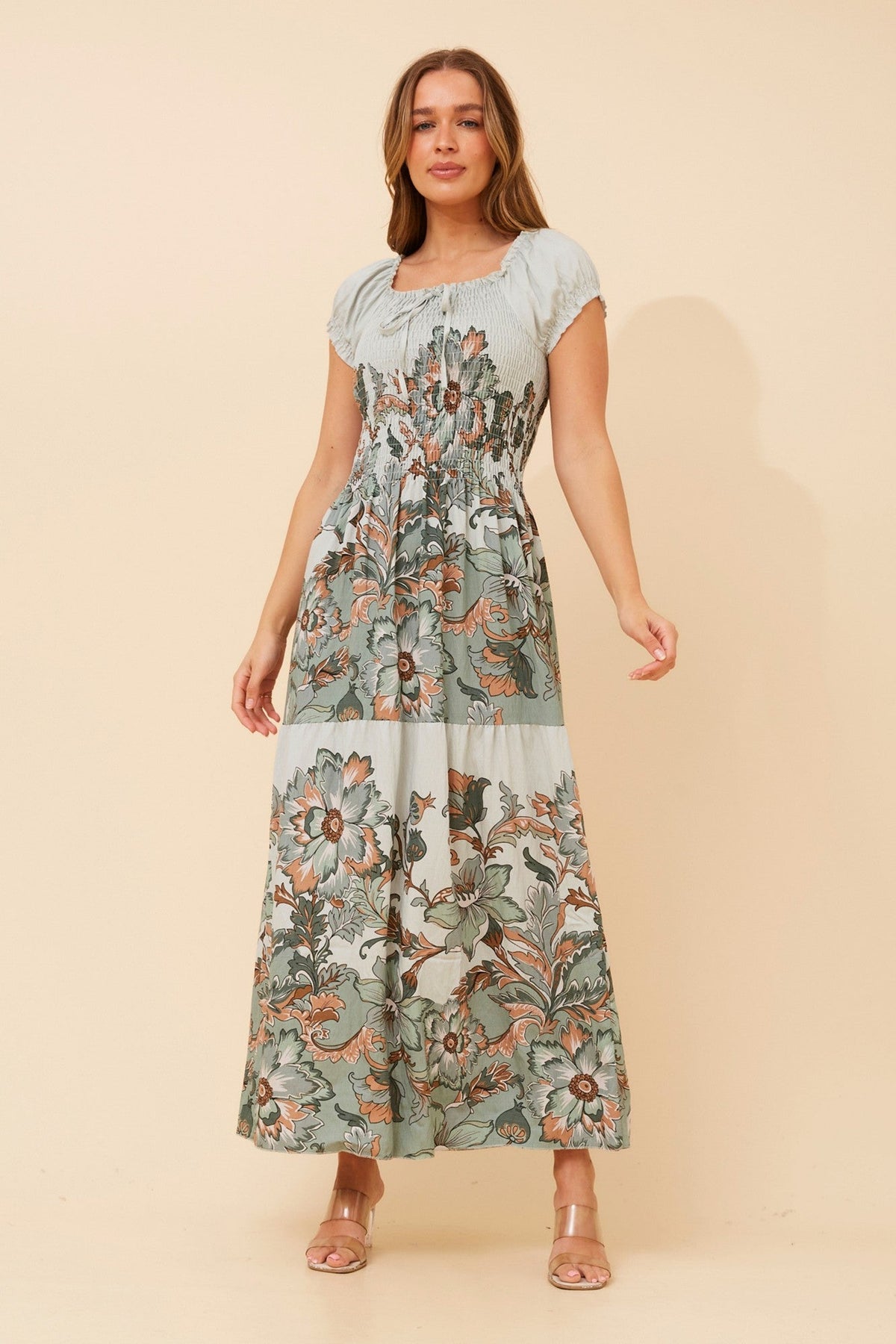 Caroline Morgan Australia HELINA FLORAL MAXI DRESS (Multi Green)