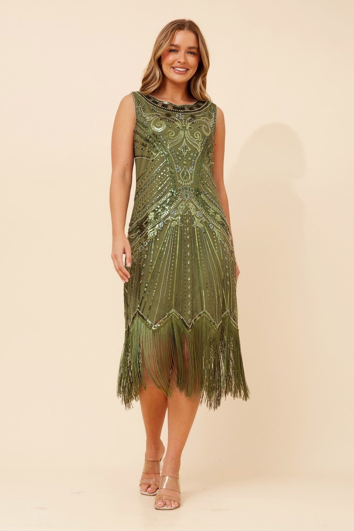 Caroline Morgan Australia HELMA EMBELILISHED MIDI DRESS (Green)