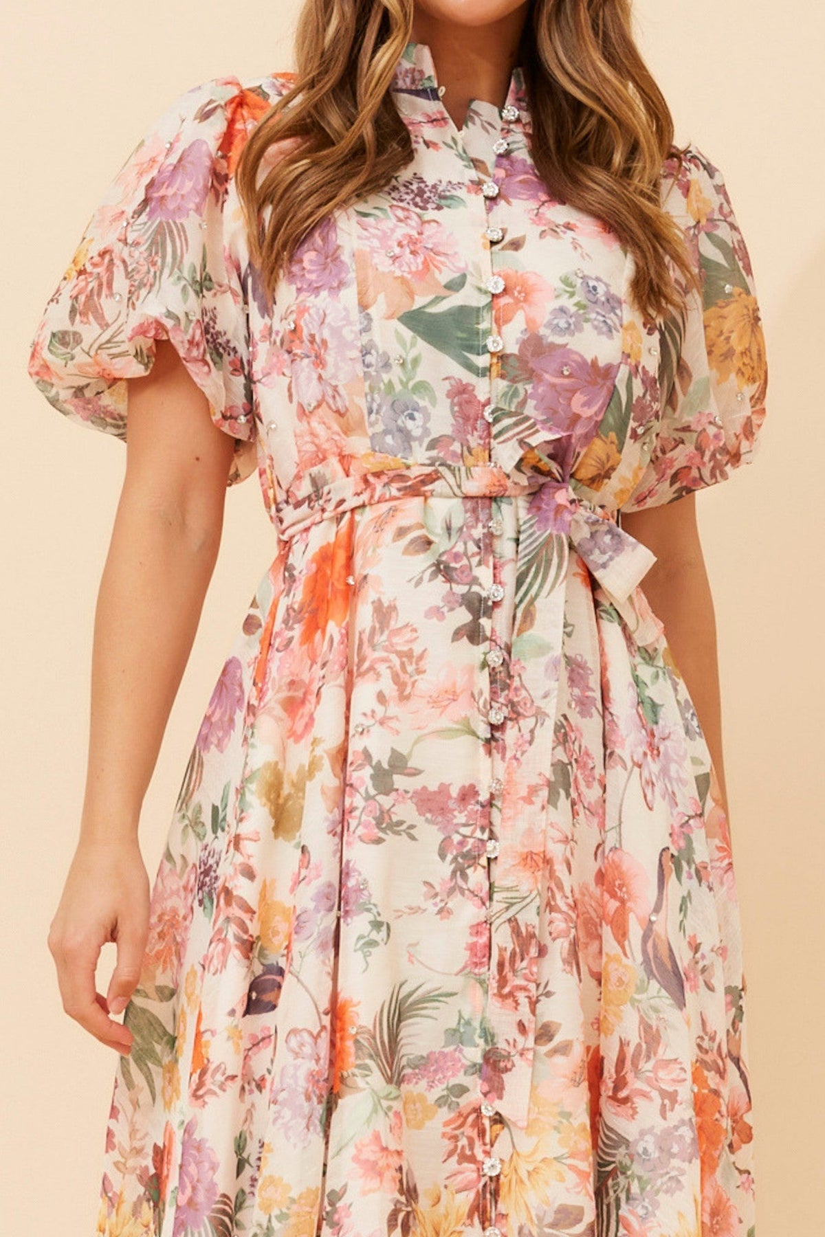 Caroline Morgan Australia YORI FLORAL MAXI DRESS (Cream)