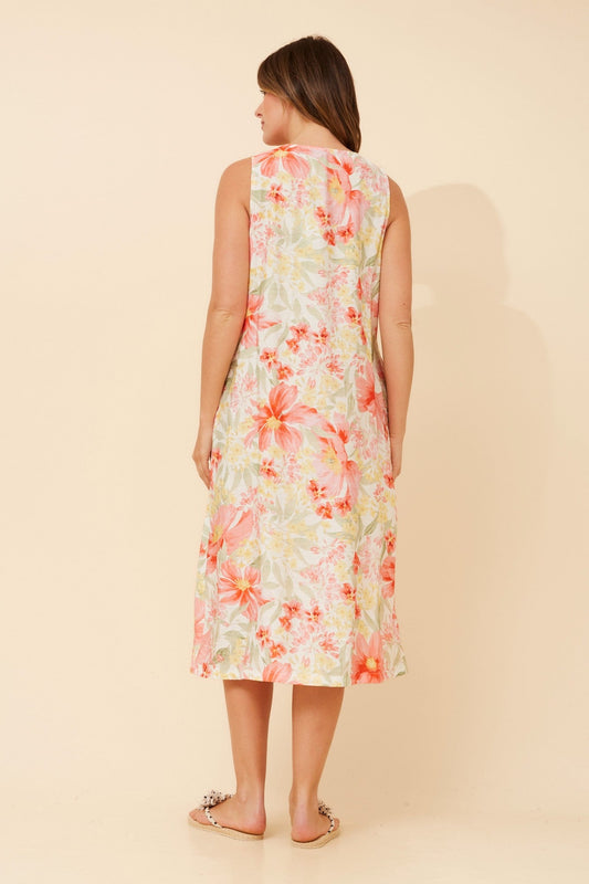 RAVAN FLORAL MIDI DRESS (Pink)