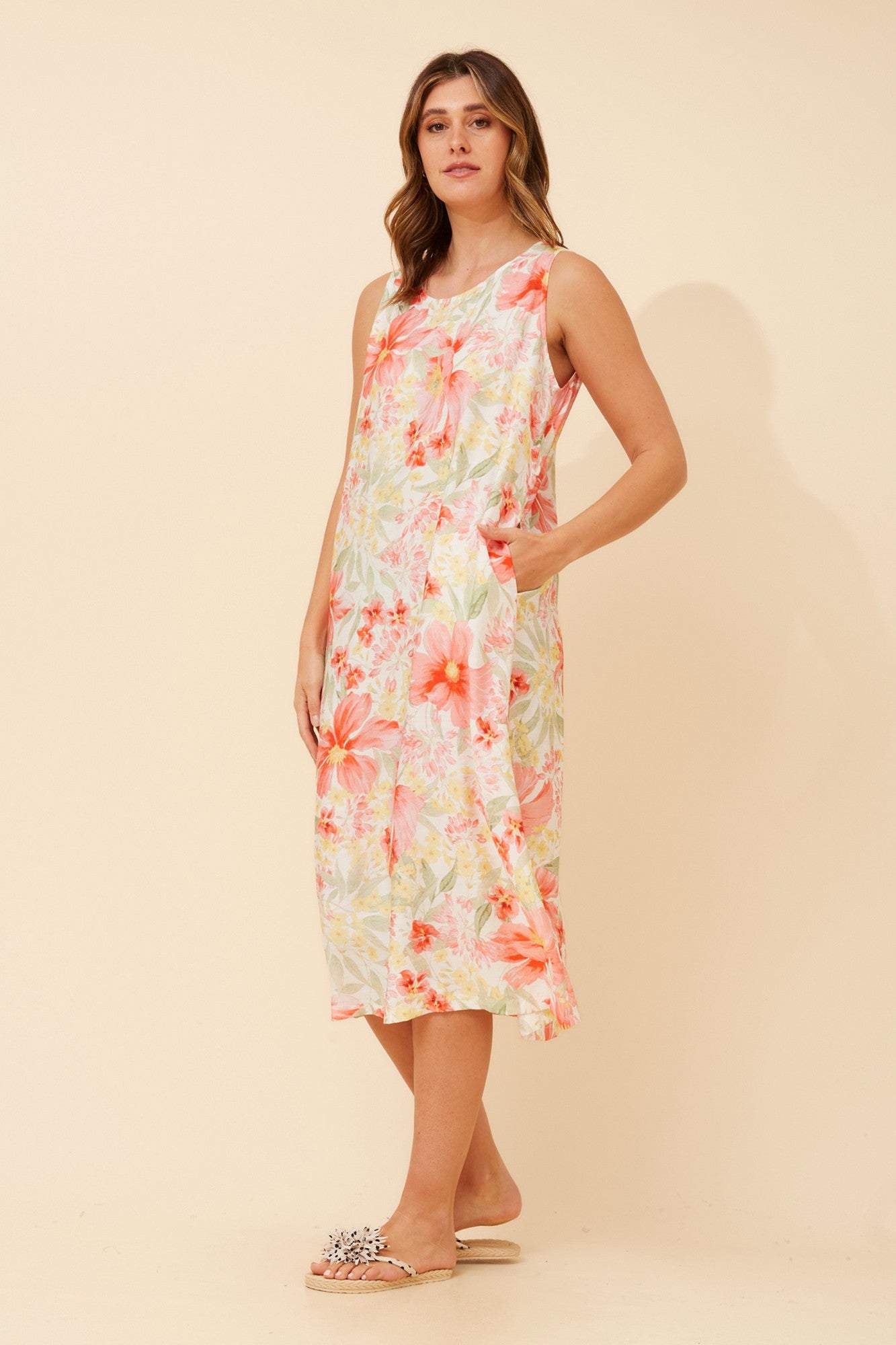 RAVAN FLORAL MIDI DRESS (Pink)