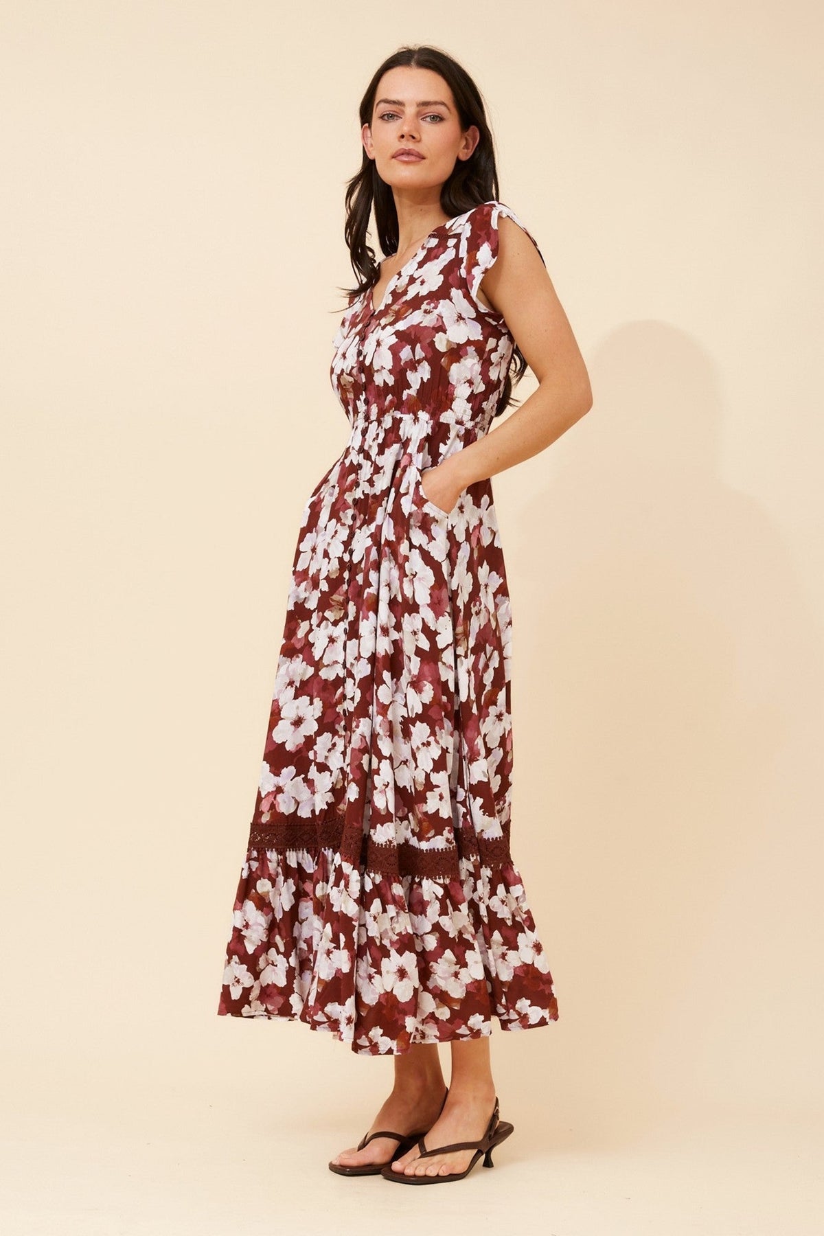 MOROCCO FLORAL MAXI DRESS (Cinnamon)