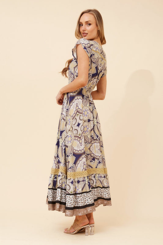 Caroline Morgan Australia MOROCCO ABSTRACT PRINT MAXI DRESS (Sage)