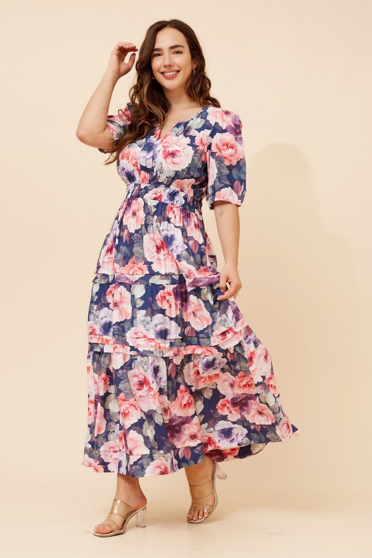 VIENNE FLORAL MAXI DRESS (Navy)