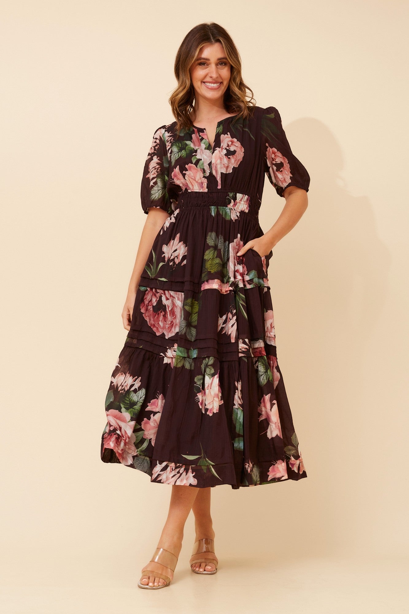 VIENNE FLORAL MAXI DRESS (Eggplant)