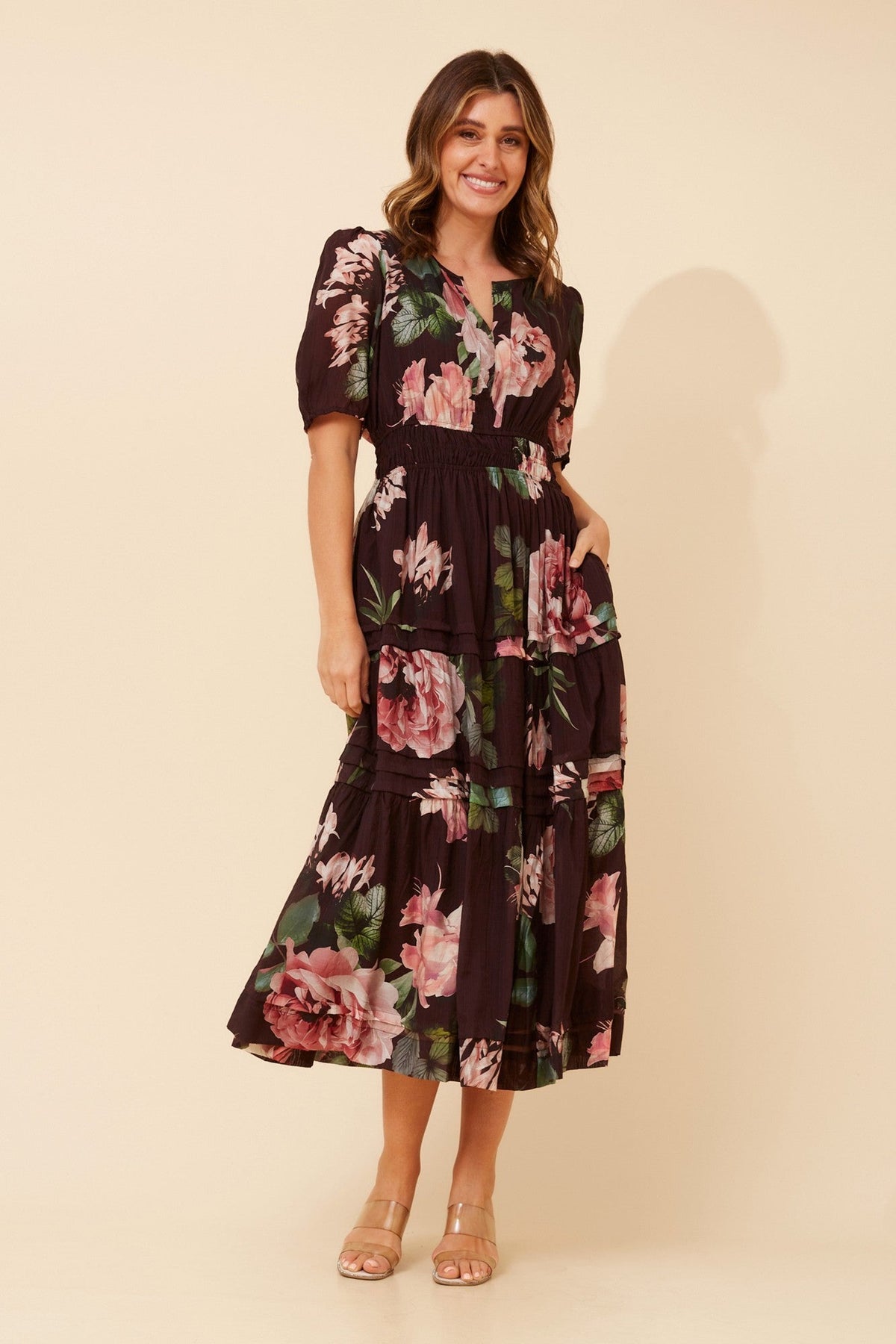 VIENNE FLORAL MAXI DRESS (Eggplant)