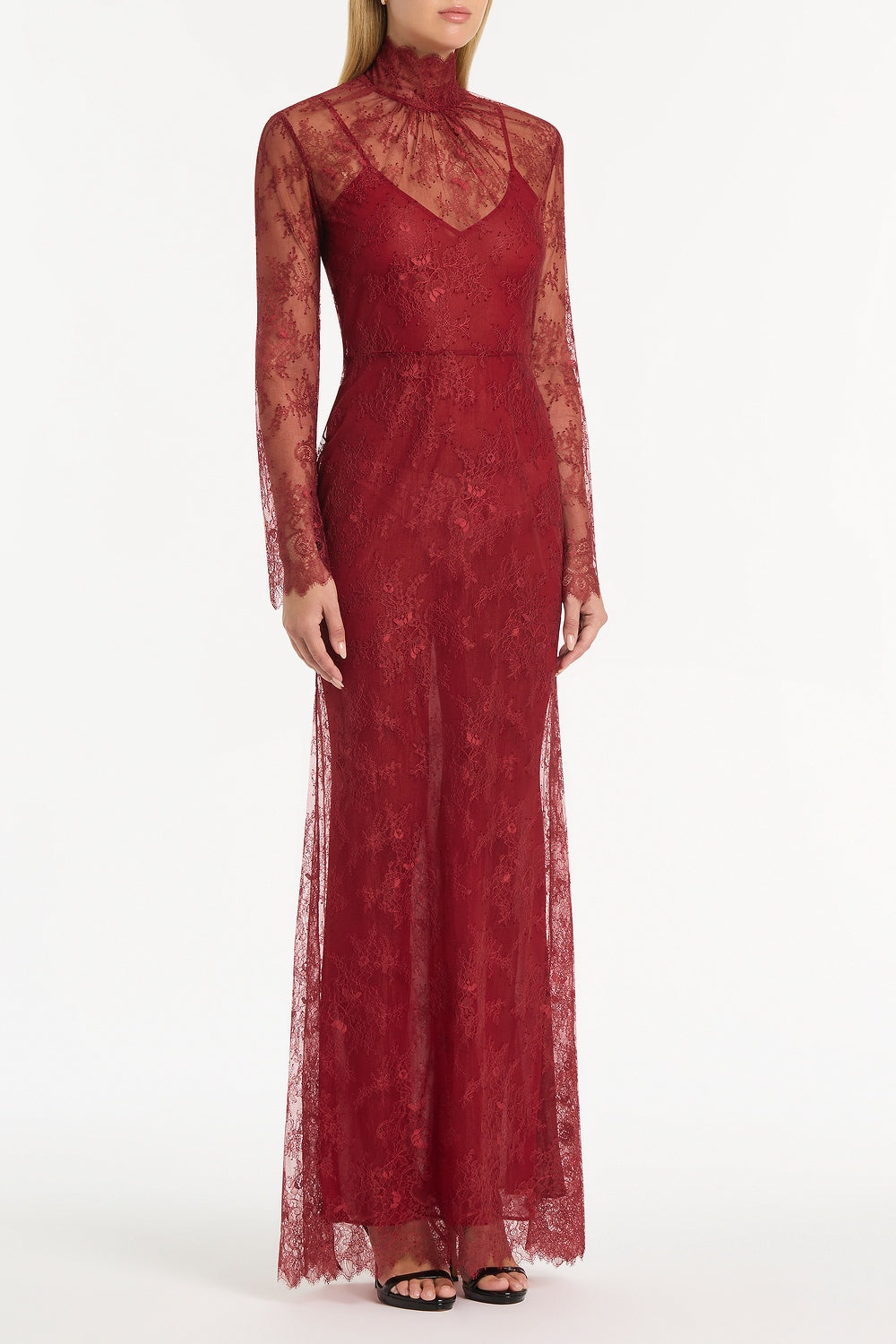 Carla Zampatti Dahlia Lace Long Sleeve Gown (Red)