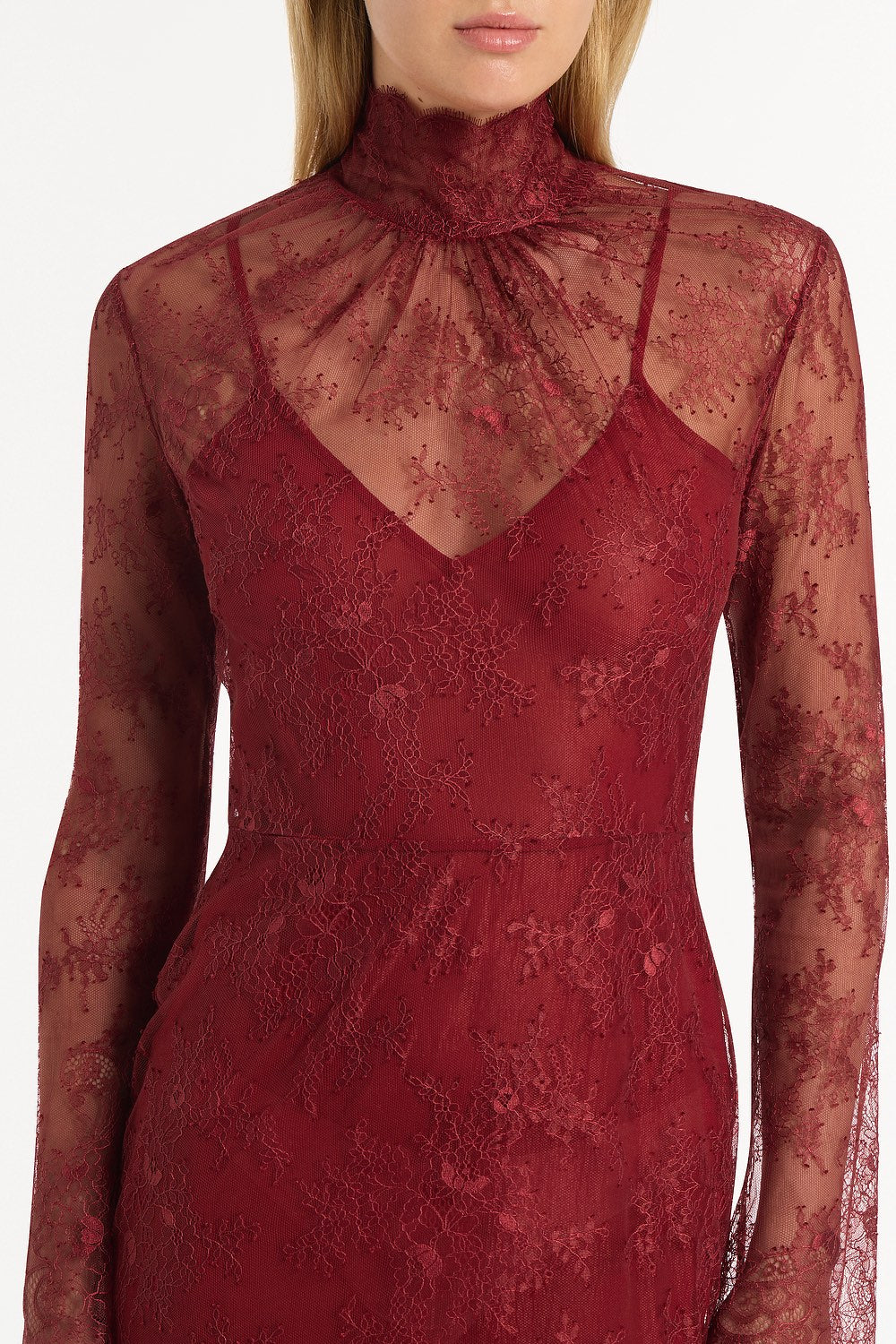 Carla Zampatti Dahlia Lace Long Sleeve Gown (Red)