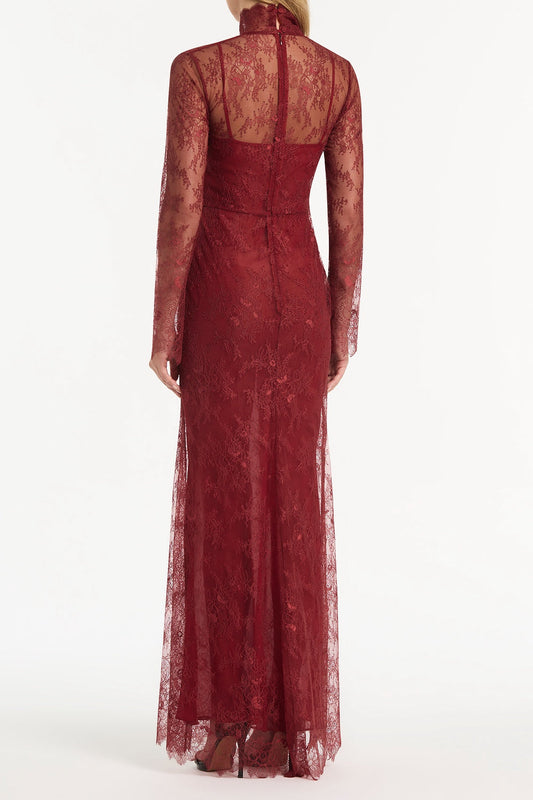 Carla Zampatti Dahlia Lace Long Sleeve Gown (Red)