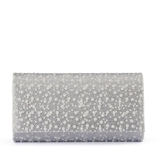 Olga Berg DANNA Crystal and Pearl Clutch (Silver)