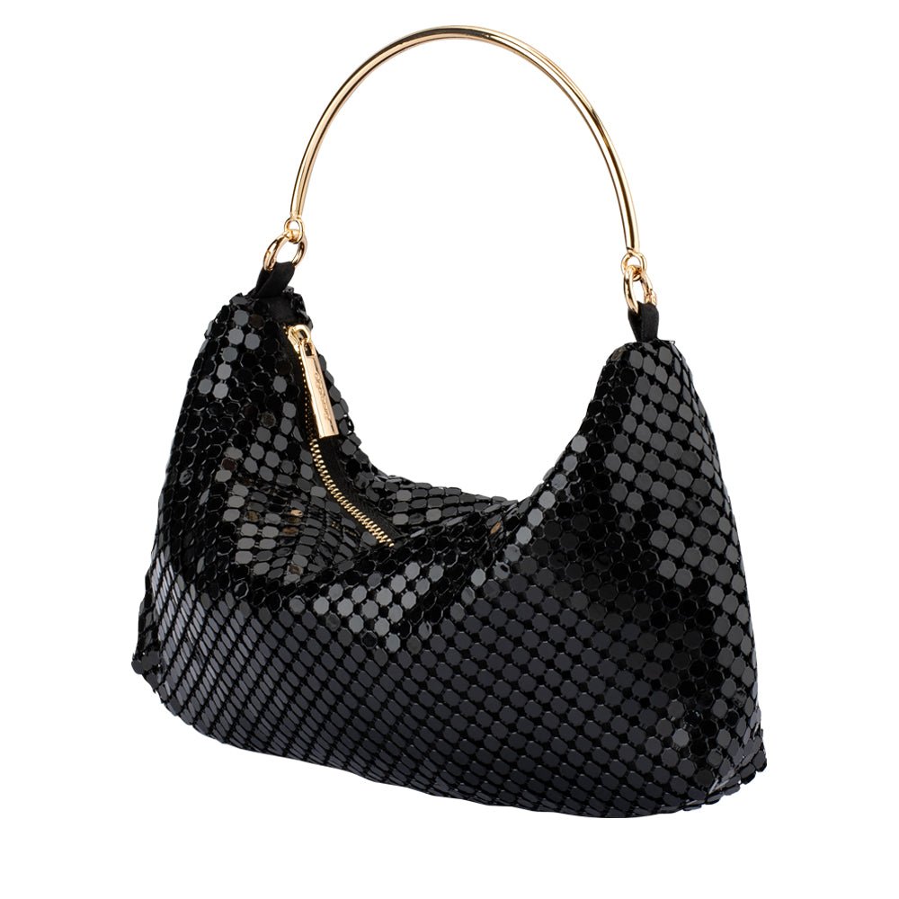 Olga Berg DAPHNE Mesh Handle Bag (Black)
