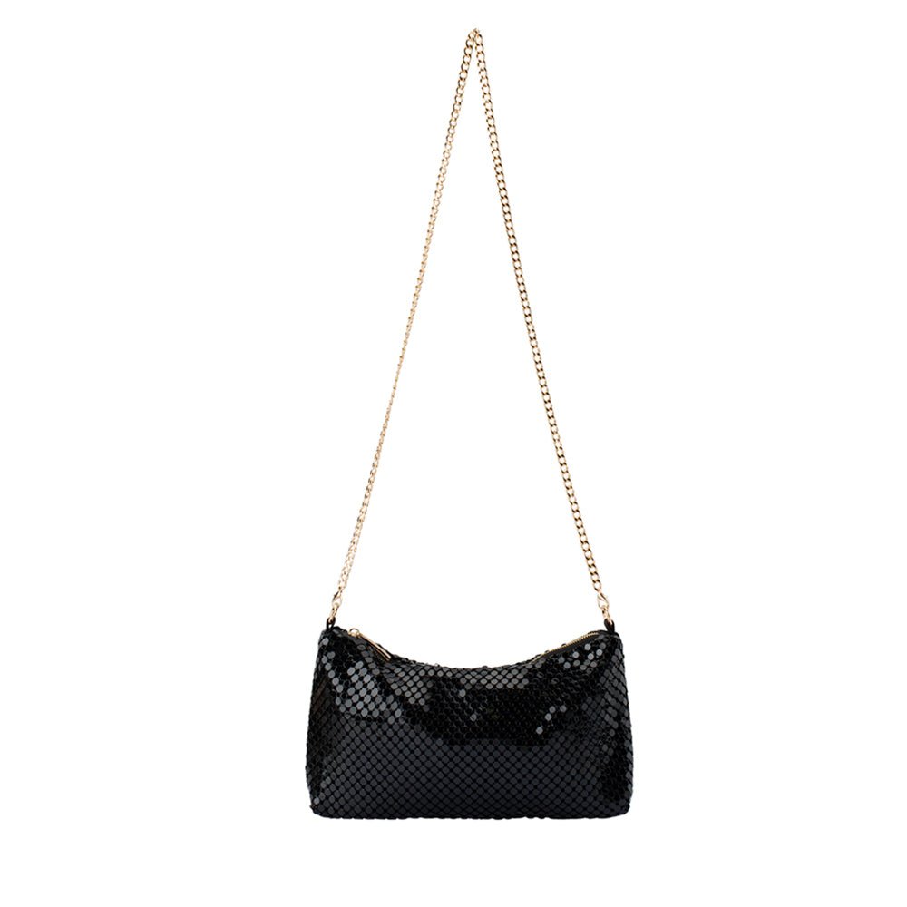 Olga Berg DAPHNE Mesh Handle Bag (Black)