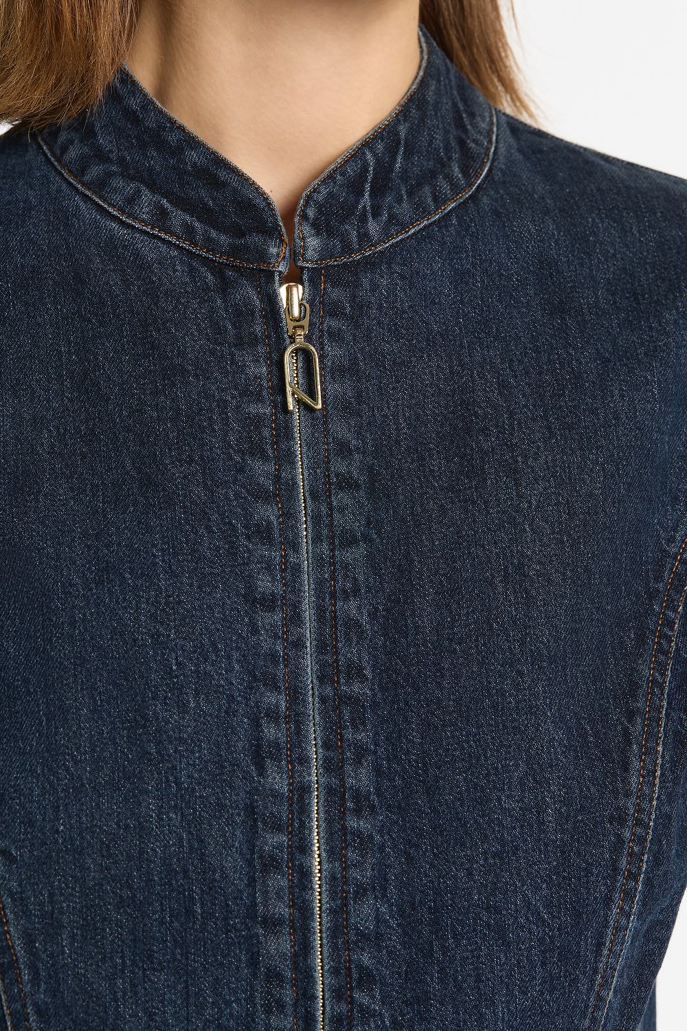 Carla Zampatti Dark Indigo Fitted Denim Jacket (Blue)