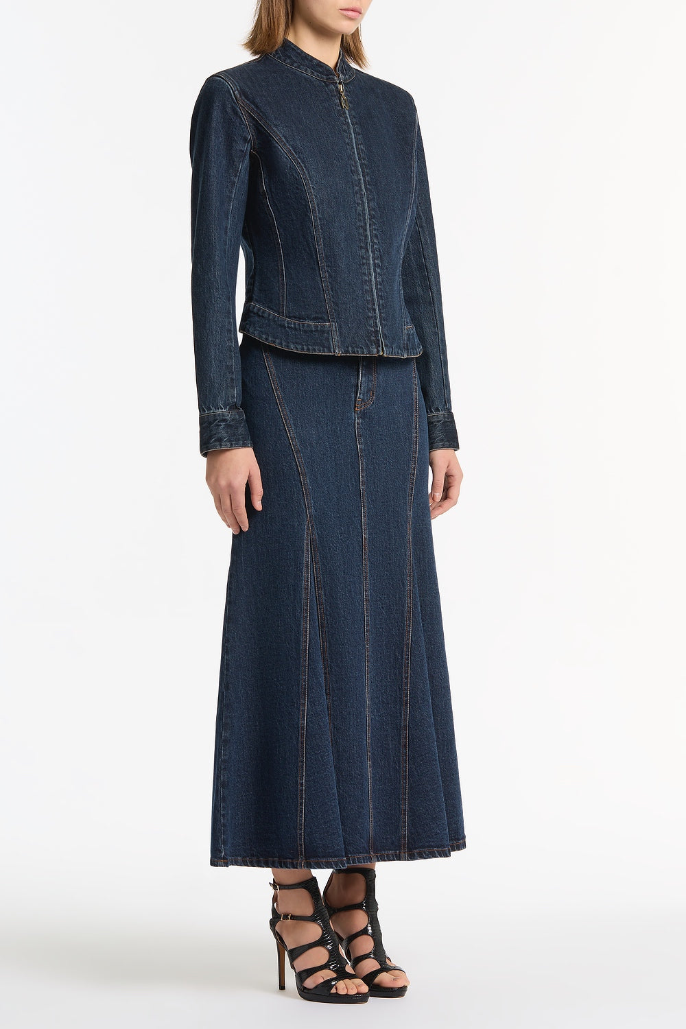 Carla Zampatti Dark Indigo Fitted Denim Jacket (Blue)