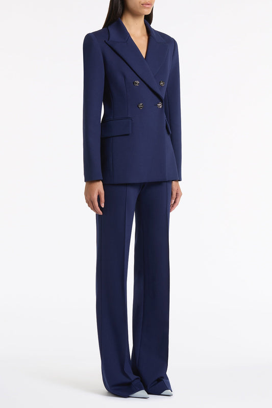 Carla Zampatti Deep Ponte Double Breasted Blazer (Blue)